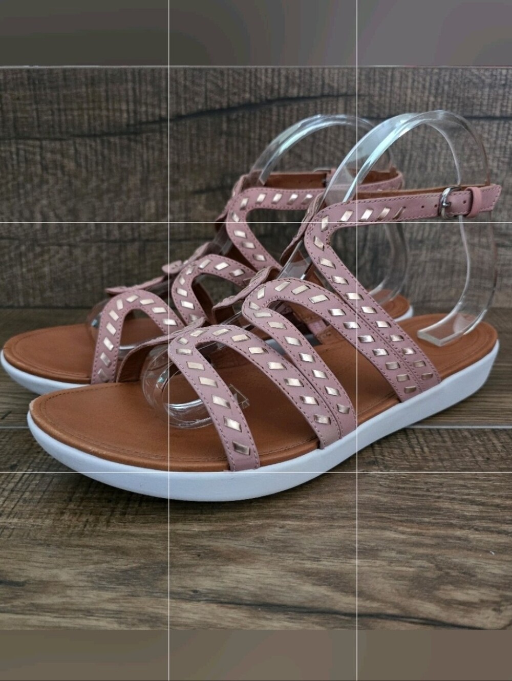 Fitflop Women's Strata Dusky Pink Leather Gladiator Sandals Size 9